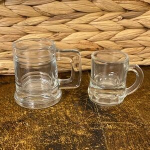 Clear Glass Mini Mug Set - 2-Piece Decorative Shot Glasses